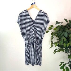 Navy and White Checkered Gap Romper